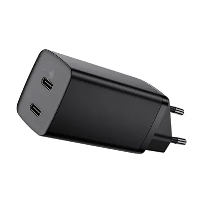 Incarcator de retea rapid BASEUS GaN Lite Quick Travel 2 X USB-C 65W (negru) CCGAN2L-E01