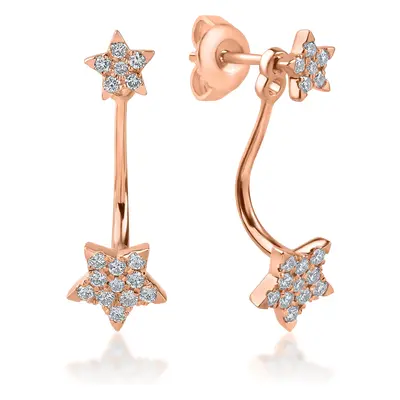 Cercei stelute on ear din aur roz cu diamante de 0.34ct