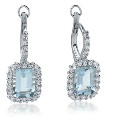 Cercei din aur alb cu acvamarine de 2.72ct si diamante de 0.54ct