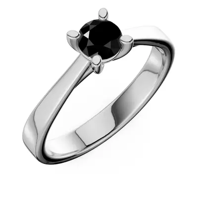 Inel de logodna din aur alb cu diamant solitaire negru de 0.4ct