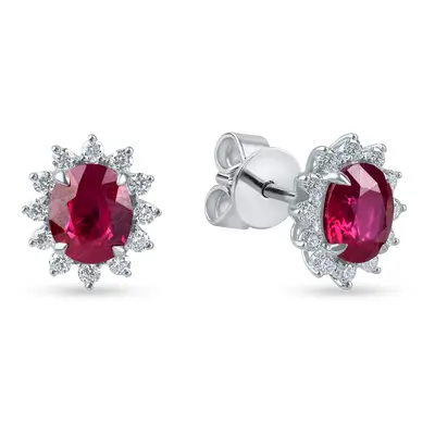 Cercei geometrici din aur alb cu rubine si diamante de 1.8ct