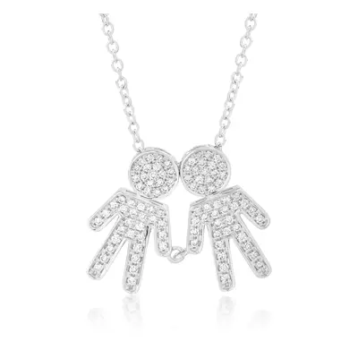 Lant cu pandantiv din aur alb de 18K cu diamante de 0.33ct