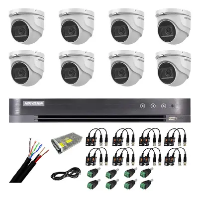 Sistem supraveghere Hikvision 8 camere 4 in 1 8MP, IR 30m, DVR 8 canale 4K 8MP, accesorii