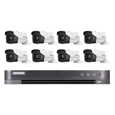 Sistem de supraveghere video Hikvision 8 camere 8MP 4 in 1 IR 80m, DVR 8 canale 4K 8MP