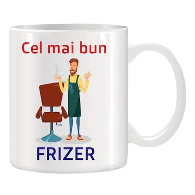 Cana alba ceramica personalizata Cel mai bun Frizer, 330 ml