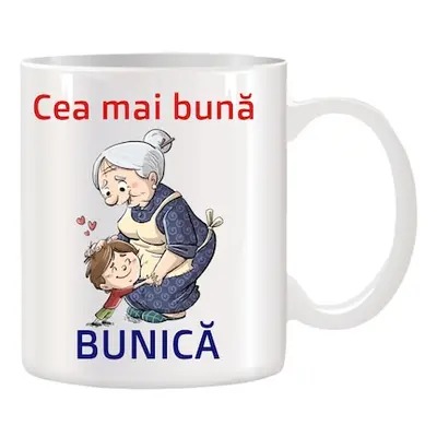 Cana alba ceramica personalizata Cea mai buna Bunica, 330 ml