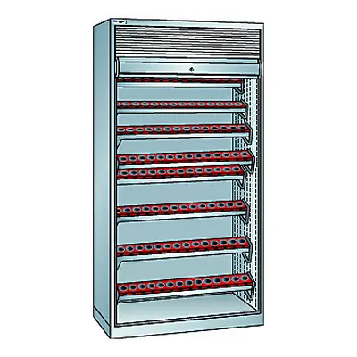 LISTA Dulap CNC cu oblon, 8 polițe, 112 suporturi ISO-SK 40, gri deschis RAL 7035