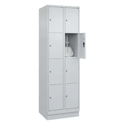 C+P Dulap cu 4 compartimente cu încuietoare Classic PLUS, 2 module, gri deschis, lăț. 600 mm, 8 