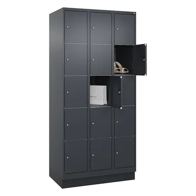 C+P Dulap cu 5 compartimente cu încuietoare Classic PLUS, 3 module, gri, lăț. 900 mm, 15 compart