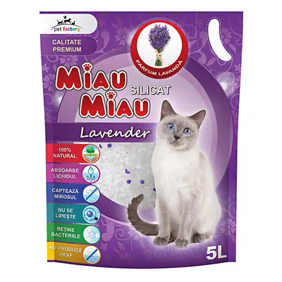 Nisip Silicat Pentru Pisici Miau Miau cu lavanda 5 L