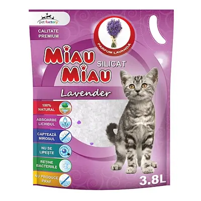 Nisip Silicat Pentru Pisici Miau Miau cu lavanda 3.8 L