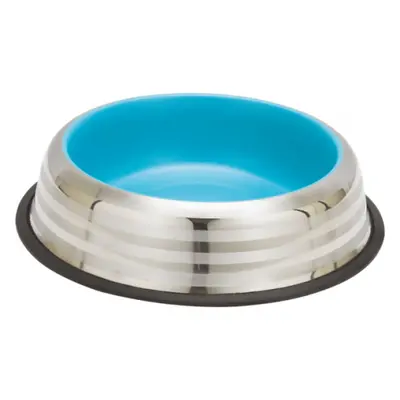 Castron din inox pentru pisici Enjoy Blue&Silver Stripes 230 ml