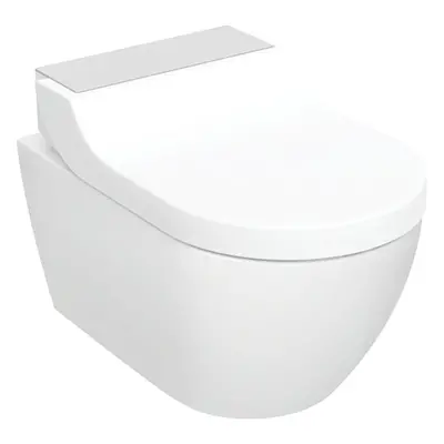 Set vas WC rimless cu functie de bideu si capac soft close, ornament otel inoxidabil lustruit, G