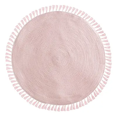 Covor rotund roz cu franjuri PINK 90 cm