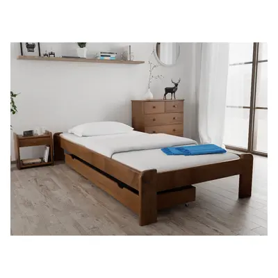 Pat ADA 80x200 cm stejar Saltele: Cu saltele Somnia 17 cm, Somiera pat: Cu lamele drepte