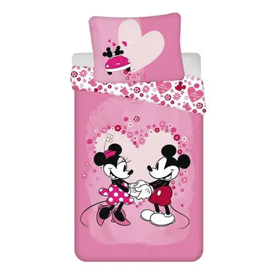 Lenjerie de pat microfibra copii MICKEY AND MINNIE LOVE roz Dimensiune lenjerie de pat: 70 x 90 