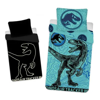 Lenjerie de pat din bumbac fosforescenta JURASSIC WORLD albastru Dimensiune lenjerie de pat: 70 