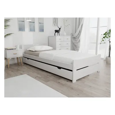 Pat de o persoana Culoare alb, IKAROS DOUBLE 90 x 200 cm Saltele: Cu saltele Coco Maxi 20 cm, So