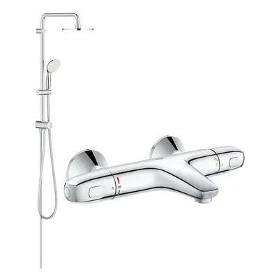 Coloana dus Grohe New Tempesta 200,crom,montare pe perete, baterie cada cu dus termostat Grh 100