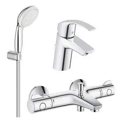 Pachet baterii baie cada,termostat Grohe Grohtherm 800,set dus porter, baterie lavoar Eurosmart 