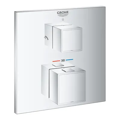 Baterie dus termostatata Grohe Grohtherm Cube, montaj incastrat, 2 iesiri, crom - 24154000