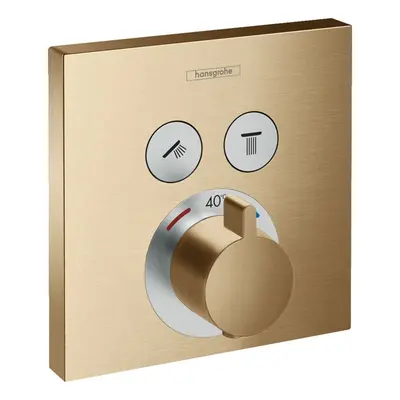 Baterie dus termostatata Hansgrohe Shower Select cu montaj incastrat si 2 iesiri, brushed bronz 