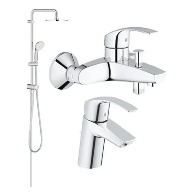 Pachet Coloana dus Grohe 200,crom,montare pe perete , baterie cada/dus Eurosmart, baterie lavoar