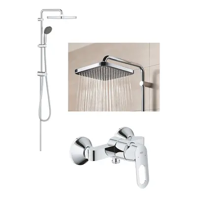 Set Coloana dus Grohe Vitalio palarie patrata 25 cm, baterie cabina dus Bauloop (26698000, 23340