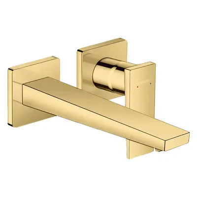 Baterie lavoar Hansgrohe Metropol de perete, pipa 225 mm, fara ventil, polished gold optic - 325