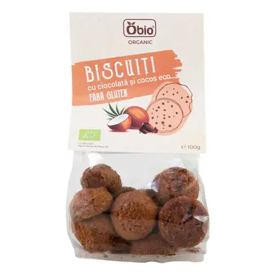 Biscuiti cu ciocolata si cocos fara gluten bio 100g Obio