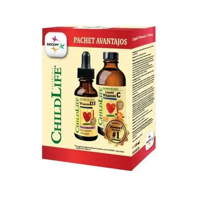 Kit de imunitate pentru copii Vitamin C ChildLife, 118.5 ml + Vitamin D3 ChildLife, 29.60 ml, Se