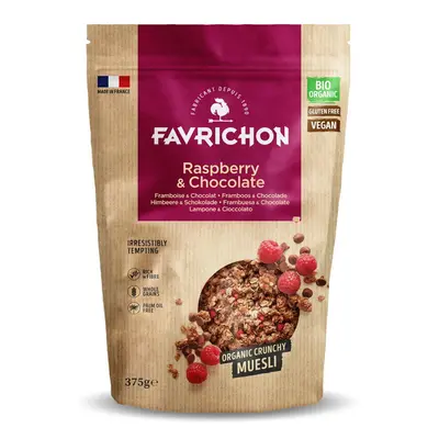 Musli crocant BIO cu zmeura si ciocolata Favrichon 375 g