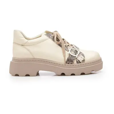 Pantofi casual dama din piele naturala,Leofex - 318-2 Crem Box