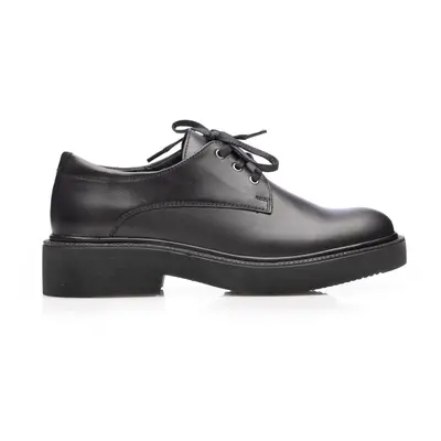 Pantofi casual damă din piele naturală,Leofex - 346-4 Negru Box