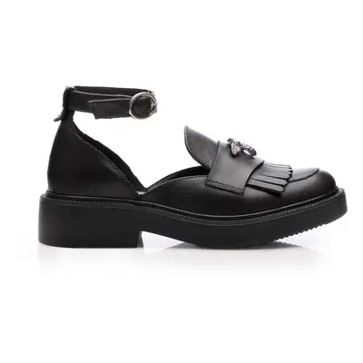 Pantofi casual damă din piele naturală,Leofex - 037 Negru Box