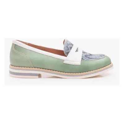 Pantofi dama casual din piele naturala - 031 verde deschis box