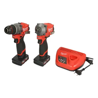 Set scule electrice MILWAUKEE 2 piese: cheie impact aer, bormasina surubelnita, acumulator 4.0 A