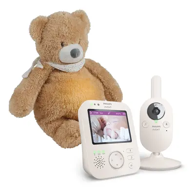 Philips AVENT Monitor video pentru copii SCD891/26+NATTOU Suzetă în Sleepy Bear Maro pal 0m+