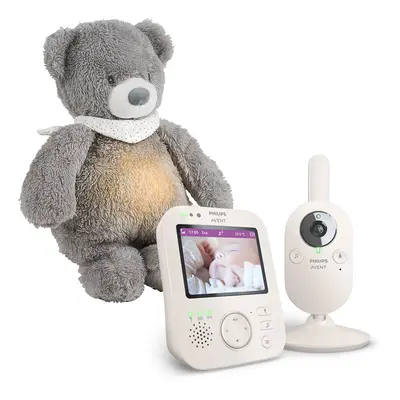 Philips AVENT Monitor video pentru copii SCD891/26+NATTOU Suzetă în Sleepy Bear Gri 0m+