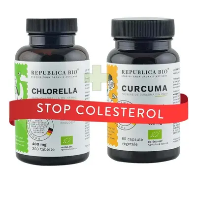 STOP COLESTEROL, pachet promotional (Chlorella + Curcuma), BIO, RAW, VEGAN