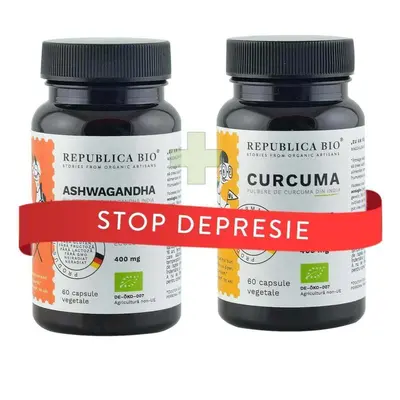 STOP DEPRESIE, pachet promotional (Curcuma + Ashwagandha), BIO, RAW, VEGAN