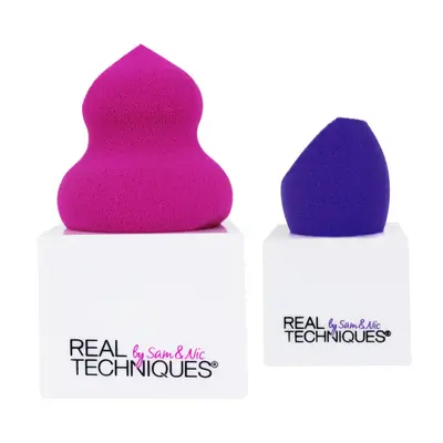 Set 2 Bureti pentru Machiaj cu suport Real Techniques 2 Miracle Sponges + 2 Stands