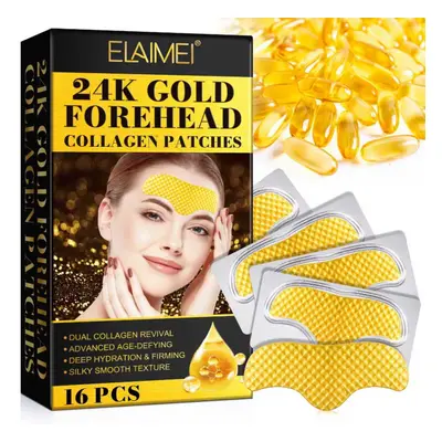 Set Plasturi Tratament Anti-Rid pentru Frunte cu Aur 24K, Colagen, Acid Kojic, Efect de Intineri