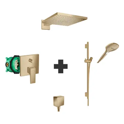 Set baterie de dus, Hansgrohe, Metropol, cu corp incastrat, bara si furtun, para, palarie de dus