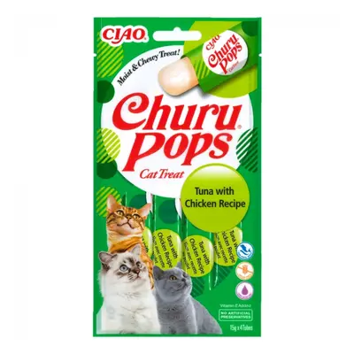 Churu Pops, Recompense Suculente pentru pisici, cu Pui si Ton, 4x15g