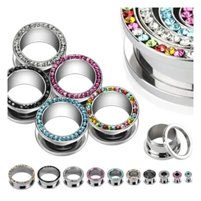 Tunel rotund pentru ureche – zircon - Diametru piercing: 14 mm, Culoare zirconiu piercing: Trans