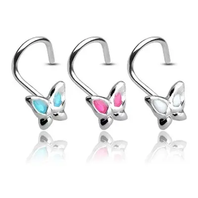 Piercing nas fluturaș, argint - Culoare Piercing: Alb