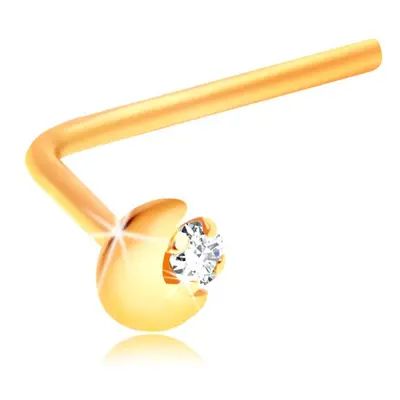 Piercing îndoit pentru nas, din aur galben de 14K, semilună, zirconiu transparent