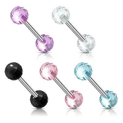 Barbell limbă glob disco transparent - Culoare Piercing: Aqua