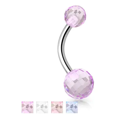 Piercing pentru buric, inox si acrilic - Disco Ball - Culoare Piercing: Aqua